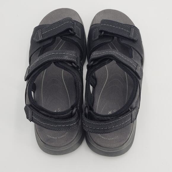 Mens Clarks Walkford Walk Sandals - Black Leather 10.5 W New NWT main image 10